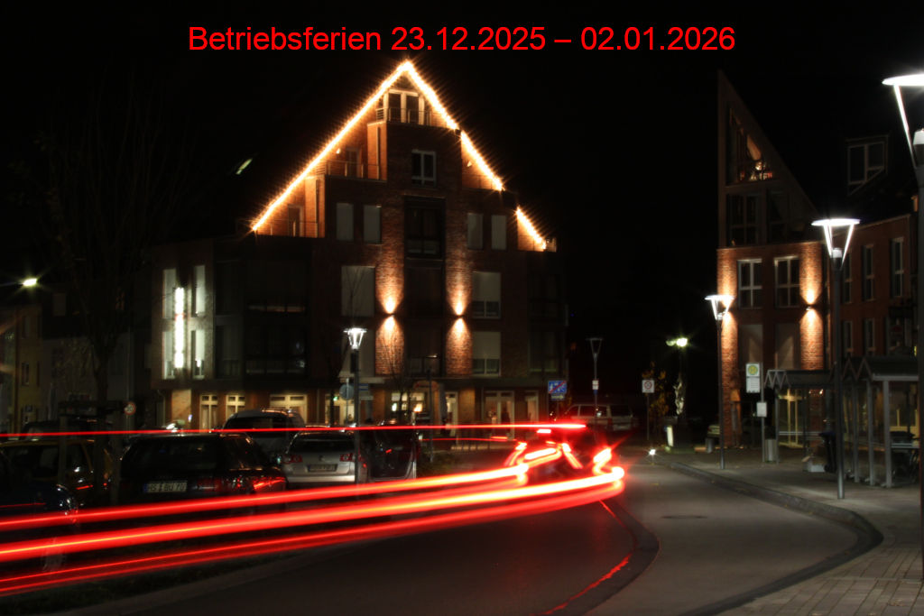 Hotel in Baesweiler aussen nacht Betriebsferien