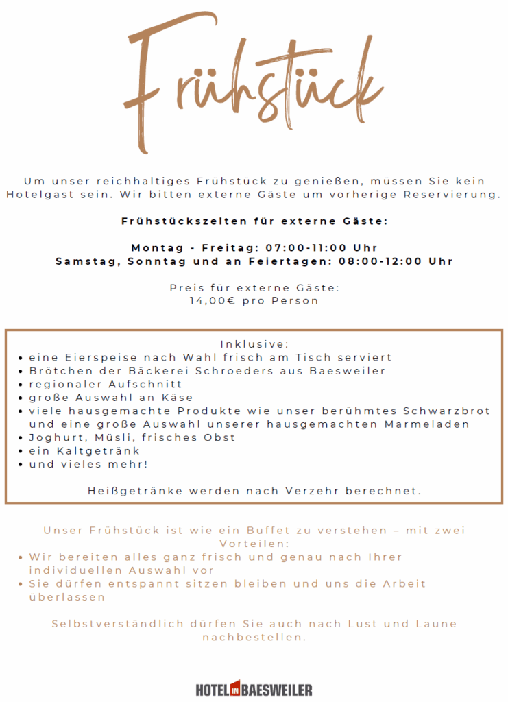 Frühstücken im Hotel in Baesweiler